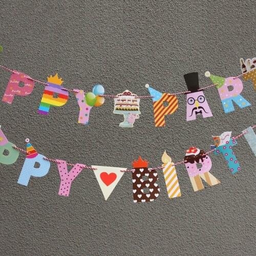 New Happy birthday Letters flag Birthday party decoration supplies home Banner Children Kids Birthday Party Scene Decoration
