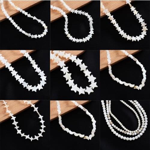 6mm White Natural Mother Of Pearl Shell Beads Five-Pointed Star Shape Spacer Beads For DIY Jewelry Making Bracelet Accessories