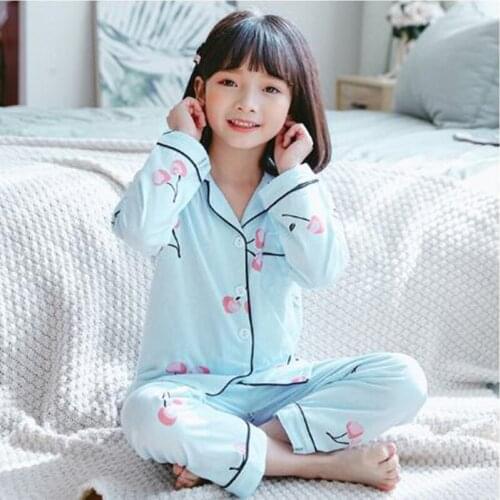 New Cotton Children Pajamas Set Casual Kids Cardigan Suit Fashion Cartoon Printed Girls Sleepwear Long Sleeve Boy Tracksuit