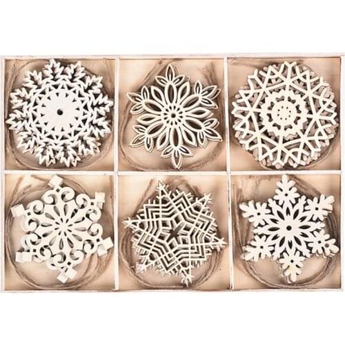 Christmas Wooden Cutouts 24Pcs DIY Hanging Wooden Slices Party Decor Xmas Wooden Ornaments Accessories