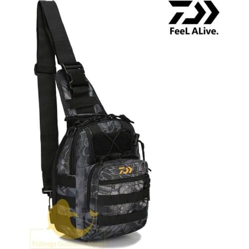 Daiwa Mens Backpack Cycling Tactical Camouflage Shoulder Bag Outdoor Sport Waterproof Chest Bags Multi-function Messengers Bags
