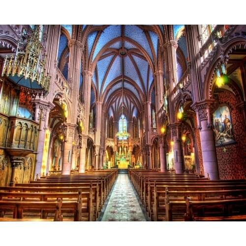 SDOYUNO 60x75cm Paint By Numbers For Adult Church DIY Oil Painting By Number On Canvas Frameless Landscape Number Painting Decor