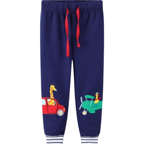 Jumping Meters Cartoon Boys Pants Spring Autumn Animal Car Airplane Pattern Trousers Casual Children Clothing 2-7Years