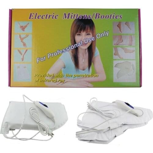 Far Infrared Electric Heated Spa Mittens Hand Foot Warm Salon Skin Care Shoes Warmer Care 1 pair heating Glove Sock freeshipping