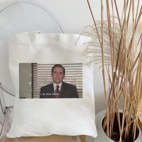 Summer Alone In The Office I Died Shoulder Canvas Bags Harajuku shopping bag TV Show Print Handbag Fashion Wallet Ins Women Bag