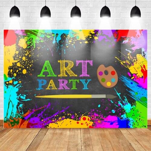 Art Paint Party Splatter Photo Background Painting Artist Birthday Party Backdrop Graffiti Wall Backdrop for Photo Studio