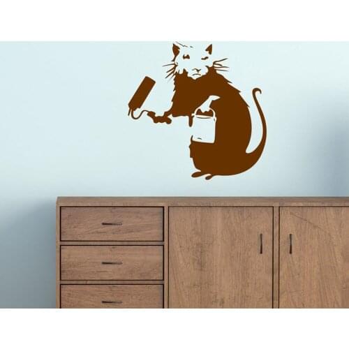 High Roller Rat Wall Decal Living Room Home Decor Kids Room Nursery Cartoon Mural Vinyl Wall Stickers Single Color Decals S088