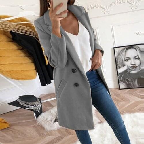 2019 Spring Autumn Wool Blend Jacket Women Button Lapel Jacket Coat Female Plus Size Long Sleeve Overcoat Manteau Femme Hiver