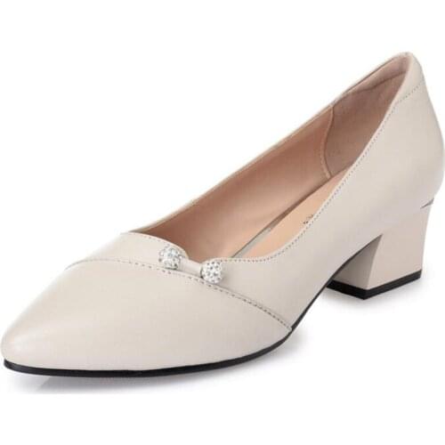 Hot 2020 Spring New Genuine Leather Shoes Elegant Temperament Pointed Shoes Women High Heel Shoes Charm Work Shoes Large Size 42