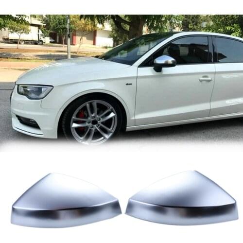 1Pair Car Wing Mirror Caps Matt Chrome Mirror Cover Rearview Side Mirror Cap for - A3/S3/RS3 2014-2021