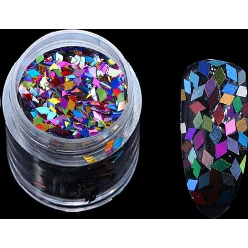 10ML/Box Rhombus Paillette sequins 2.0MM Laser Silver Flakes Nail Art Sequins Colorful Glitter Paillette Manicure Accessories