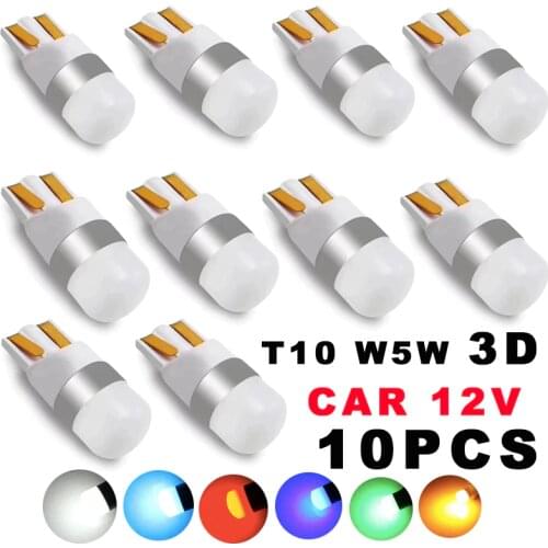 10PCS T10 W5W Car LED Signal Light Side Lamp 12V 5W Interior Bulb Number Plate Lights Dash board Bulbs 3D