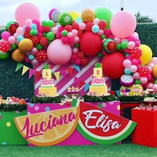 123pcs Lovely Watermelon Theme Fruit Balloons Garland Arch Kit Hawaiian Summer Pool Party Wedding Birthday Decoration Supplies