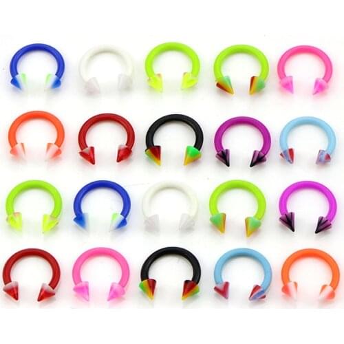 20Pcs/Set Fashion Colorful Medical Acrylic Fake Nose Ring Septum No Piercing Hoop Piercing Tragus Nose Studs Body Jewelry