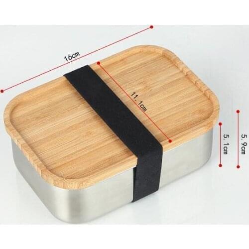 30PC Stainless Steel Lunch Box With Wooden Lids Portable Fruit Storage Box Kitchen Food Container For Kids School Outdoor Picnic