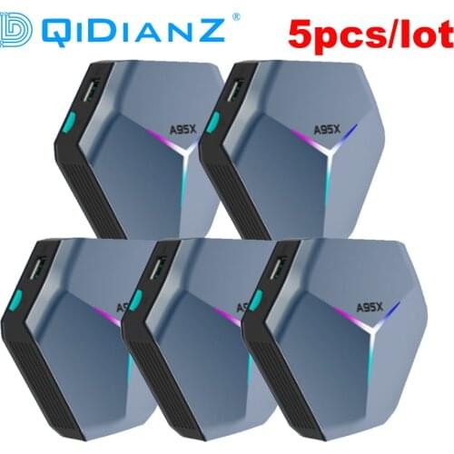 5pcs A95X F4 Amlogic S905X4 RGB Light TV Box Android 10.0 8K 60fps Wifi Media Player A95XF4 PK RK3566 H96MAX HK1 R2 R3