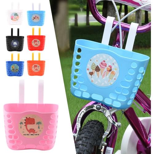 7 colors children bicycle basket 2 hooks 1 buckle easy to install food grade PE, suitable for children bicycles and scooters