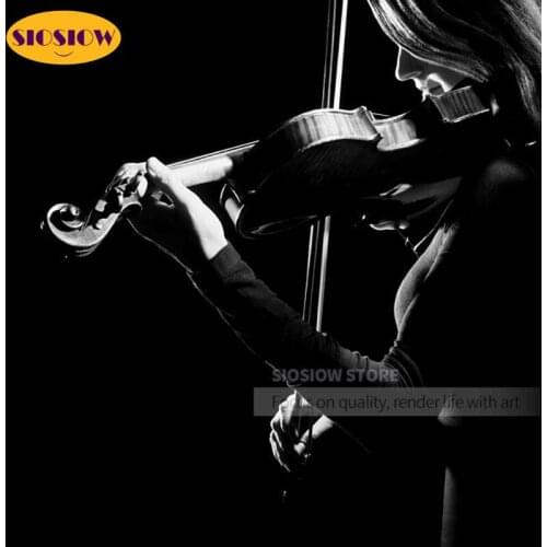 5d Diy Diamond Embroidery Women Musicians Cross Stitch 3d Picture Diamond Painting Violin Rhinestones Full Round Home Decoration