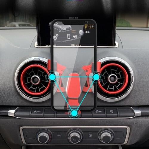 Car Phone Holder Car Air Vent Gravity Linkage Phone Holder Auto Lock Car Mobile Phone Stand Mount for Audi A3 S3