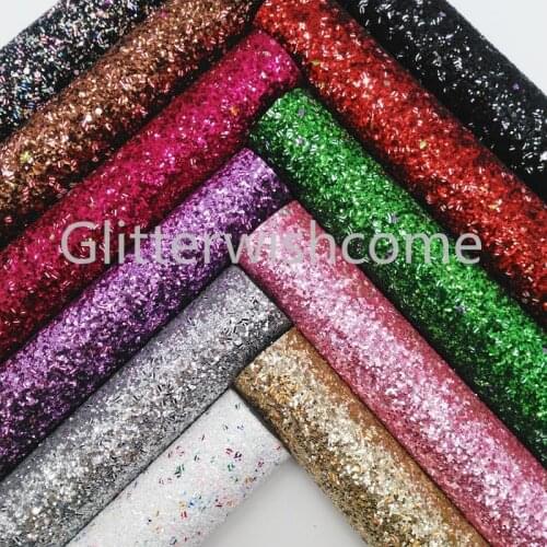 Glitterwishcome 21X29CM A4 Size Vinyl For Bows Christmas Chunky Glitter Leather Fabirc Faux Leather Sheets for Bows, GM383A