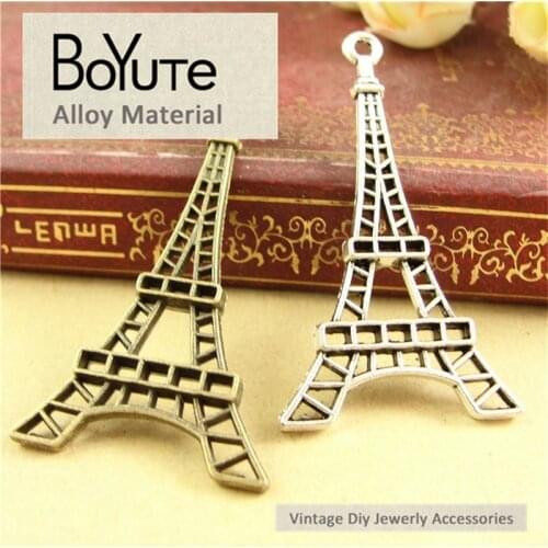 BoYuTe (50 Pieces/Lot) 45*25*2.3MM Antique Bronze Silver Plated Zinc Alloy Materials Tower Diy Pendants for Jewelry Making