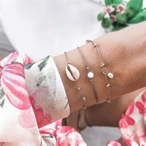Boho True Shell Bracelet Women Beach Jewelry Vintage Beads Gold Chain Pulseras Mujer Moda 2019 Accesorios Friends Gift Wholesale
