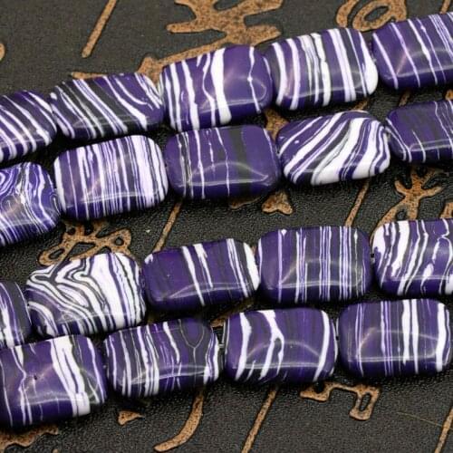 Rectangle shape purple stripe malachite 13x18mm loose beads 15 inch DIY stone handmade women jewelry making design wholesale