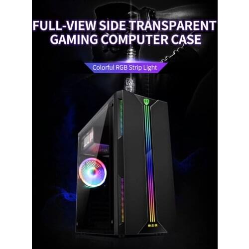 RGB PC Case Desktop Computer Case ATX Full-view Side Transparent Support ATX/Micro ATX/Mini ITX Cooling Fan/330mm Graphics Card
