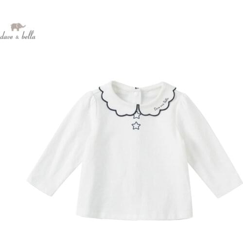 DBS19710 dave bella autumn baby girls cute stars T-shirt children tops kids girl fashion tees
