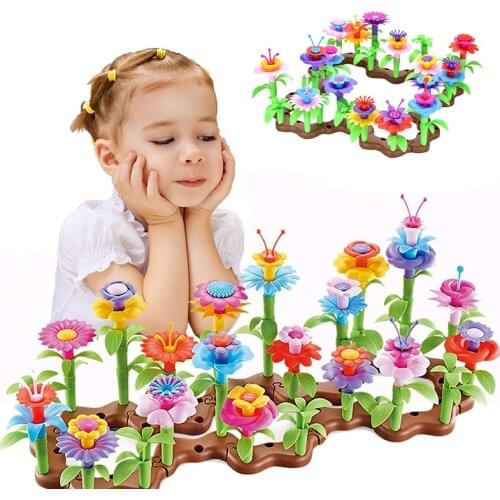Childrens Creative Flower Arrangement Toys 104 Pieces/set DIY Flower Toys Colorful Creative Handmadeeducational Garden Set Toys
