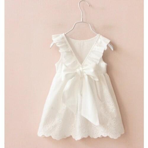 Baby girl clothes summer lotus leaf V-neck bow girl princess dress sleeveless cute girls lace Vestidos 2-6 years kids clothes