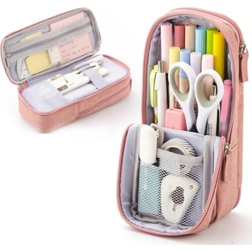 ANGOO Pen Bag Two Layer Foldable Phone Holder for Stationery School