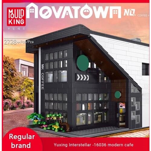MOULD KING MOC 16036 Modern Cafe Building Block Model Street View Set Assembled Brick Childrens Educational Toys Gifts