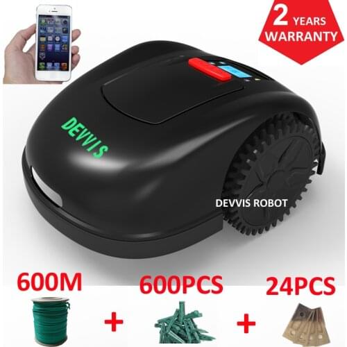 DEVVIS Remote Control Grass Trimmer Robot Lawn Mower E1600T With 13.2ah Lithium for big garden With 600m+600pcs pegs+24pcs blade