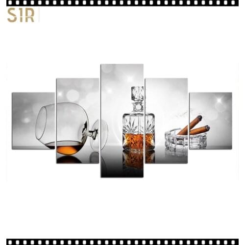 HD 5 Pieces Red Wine Pictures Print Posters Wall HD Art Home Decor for Living Room Painting on The Wall Pictures Wine Wall Art