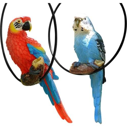 Simulation Resin Parrot Home Decoration Handicrafts Creative Animal Bird Model Garden and Wedding Decoration Gift