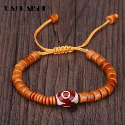 KEJIALAI Religious Bovine Bone Barrel Bead Braided Bracelet Strand Beads Men Women String Bracelet Sacred Buddhism KJLFZ062