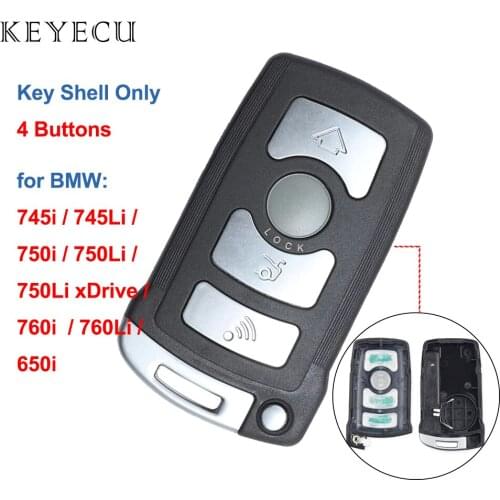 Keyecu Remote Car Key Case Shell Cover For BMW 7 Series E65 E66 E67 E68 745i 745Li 750i 750Li 760i Fob 4 Buttons