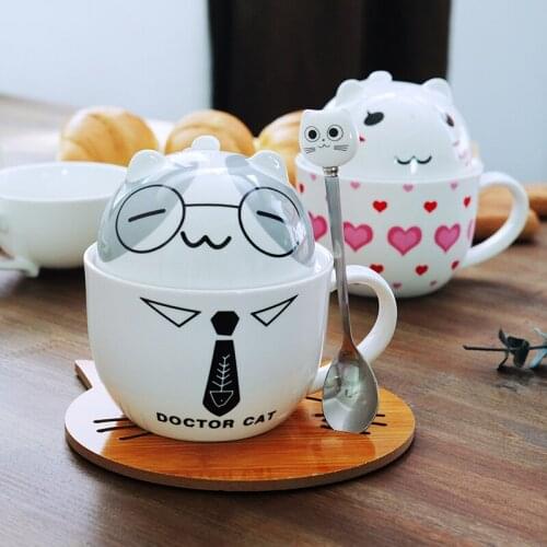 Coffee Cup White Doctor Cat Animal Milk Cup Ceramic Lovers Mug Cute Birthday gift,Christmas Gift