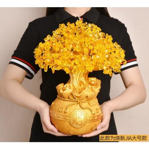 Large # 2020 HOME lobby office Shop Company FENG SHUI Money Drawing Talisman Good luck Gold crystal Wealth Money tree statue