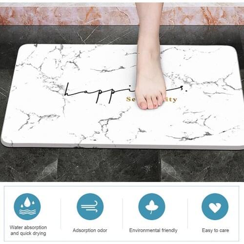 Bath Mat 35cm X 45cm Absorbent Diatomaceous Earth Marble Nonslip Bathroom Floor Mats Fast Drying Self-Refreshing Hard Shower Mat