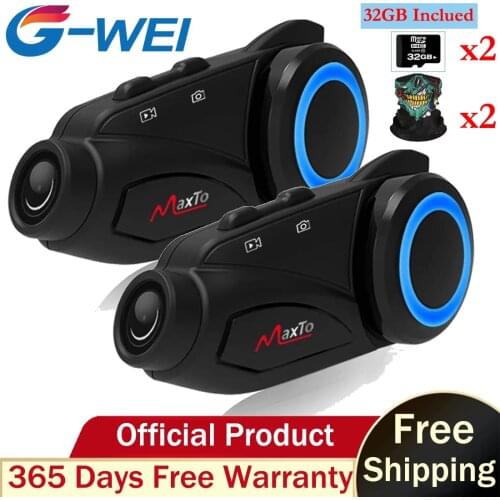 Maxto M3 Moto Headset 6 Riders Motorcycle Bluetooth & WIFI Recorer Helmet Intercom Interphone with HD Sony 1080P Lens DVR +32GB