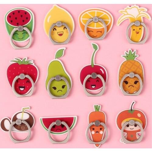 UVR Cartoon Lovely Fruits Finger Ring Mobile Phone Stand Holder For iPhone Xiaomi Huawei Acrylic All Smart Phone