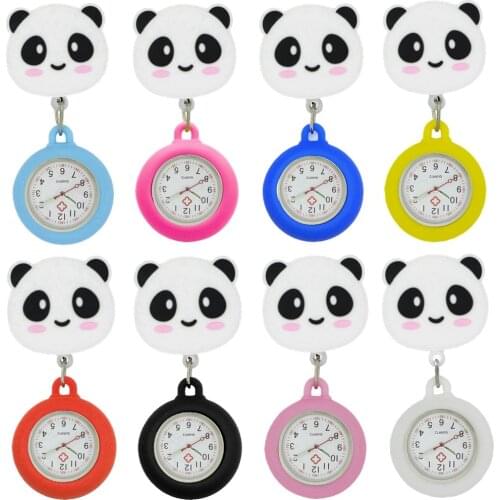 Cartoon Lovely Cute Panda Silicone Simple Fashion Nurse Doctor Retractable Dress Office Pocket Watches Hospital Hang Badge Gifts