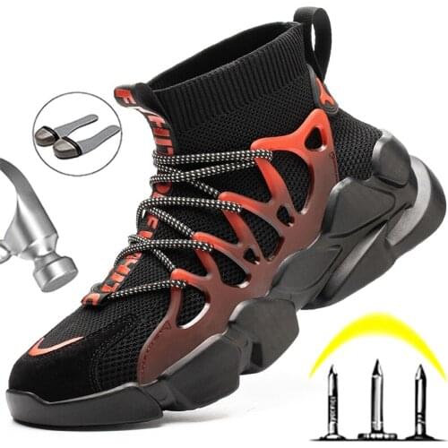 Male Work Shoes Socks Sneakers Steel Toe Shoes Indestructible Safety Shoes Boots Men Industrial Shoes Puncture-Proof Footwear