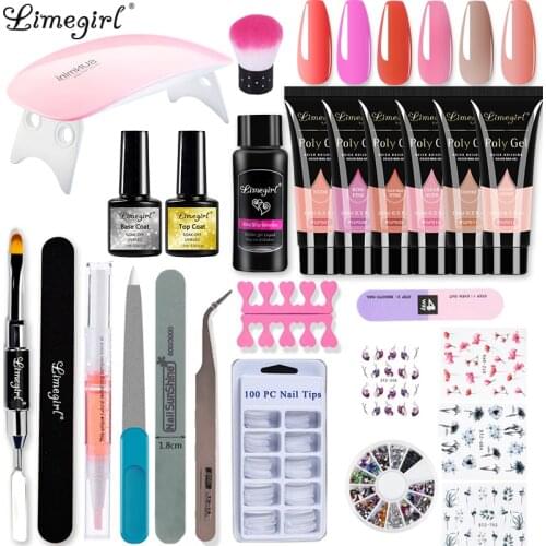 Limegirl Poly Nail Gel Extension Nail Kit All For Manicure Set Acrylic Solution UV/LED Builder Gel Polish For Nail Art Design