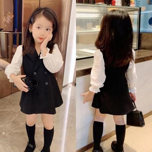 2021 New Trend Autumn Baby Girls Dress Korean Style Kids Children Trench Double Breasted Princess Casual Dinner Dress