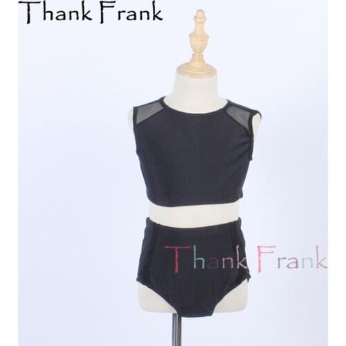 New Two-Piece Ballet Costume Girls Women Black Sleeveless Mesh Dance Leotard Kids Gymnastics Leotards Dancing Girl Costumes C754