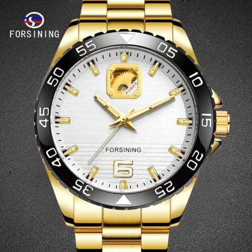 Winner Golden Watches Classic Rhinestone Clock Roman Analog Male Clocks Mechanical Automatic Stainless Steel Band Luminous Watch