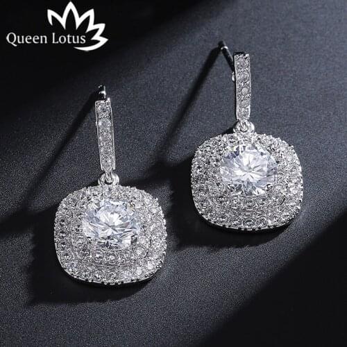 Queen Lotus 2018 new ladies fashion shiny creative earrings ladies Korean high-end personalized simple earrings jewelry gift hot